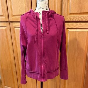 Free People Magenta Zip-Up Hoodie